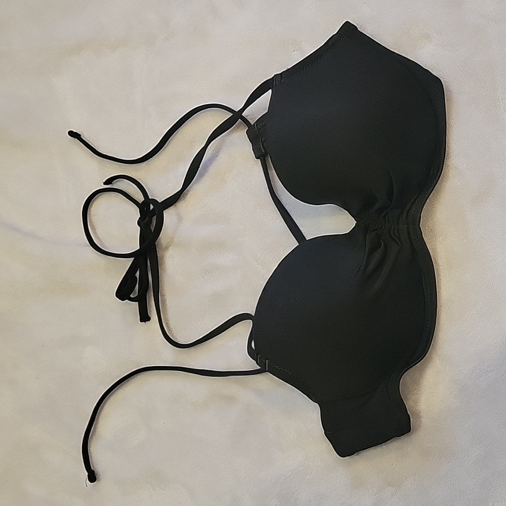 Shade & Shore Black Bikini Top, Ruched